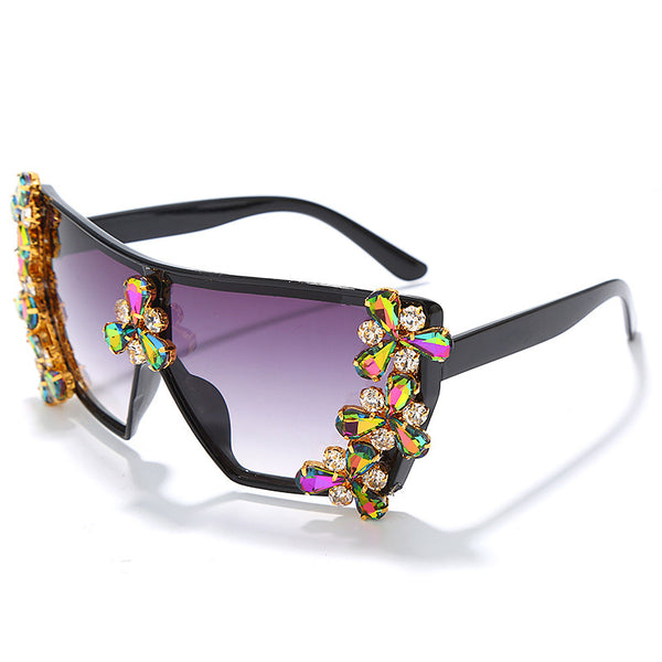 Rhinestone-encrusted Ocean Tricolor Sunglasses