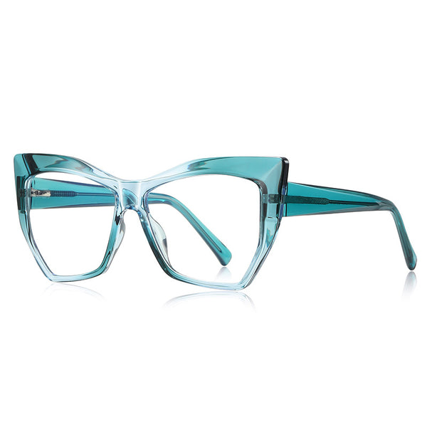 Cats eye gradient thick frame glasses