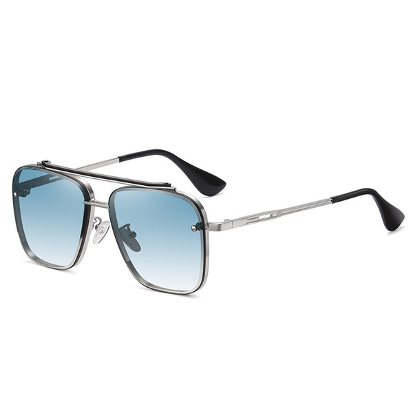 Gradient Dual Color Large Metal Sunglasses