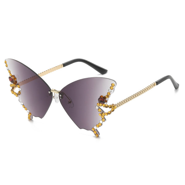 Rhinestone-encrusted Butterfly Sunglasses