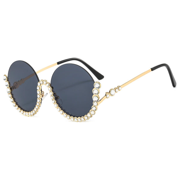 Personality Semi-circular Frame Rhinestone Sunglasses